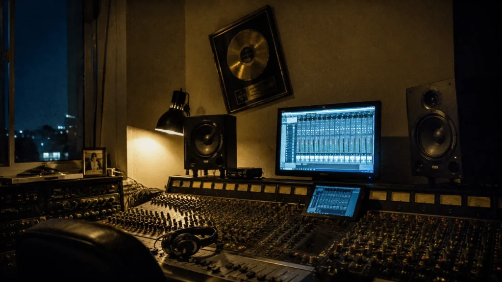 A home studio setup tied to ongoing music royalties in Jim Jones net worth estimates
