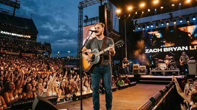 Zach Bryan net worth performance photo on stage
