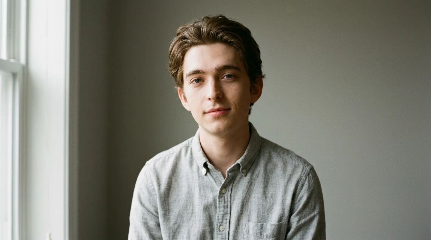 Austin Abrams in a candid editorial portrait